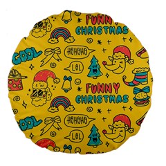 Colorful-funny-christmas-pattern Cool Ho Ho Ho Lol Large 18  Premium Flano Round Cushions by Amaryn4rt