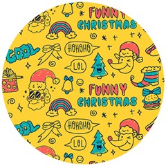 Colorful-funny-christmas-pattern Cool Ho Ho Ho Lol Wooden Puzzle Round