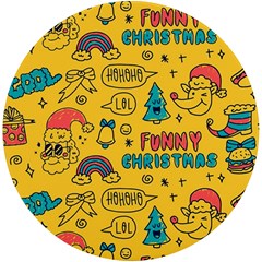 Colorful-funny-christmas-pattern Cool Ho Ho Ho Lol Uv Print Round Tile Coaster by Amaryn4rt