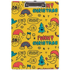 Colorful-funny-christmas-pattern Cool Ho Ho Ho Lol A4 Acrylic Clipboard by Amaryn4rt