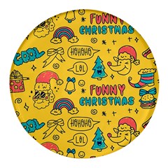 Colorful-funny-christmas-pattern Cool Ho Ho Ho Lol Round Glass Fridge Magnet (4 Pack) by Amaryn4rt