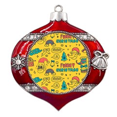 Colorful-funny-christmas-pattern Cool Ho Ho Ho Lol Metal Snowflake And Bell Red Ornament by Amaryn4rt