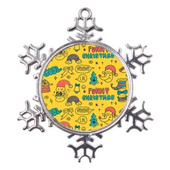 Colorful-funny-christmas-pattern Cool Ho Ho Ho Lol Metal Large Snowflake Ornament by Amaryn4rt