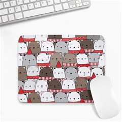 Cute Adorable Bear Merry Christmas Happy New Year Cartoon Doodle Seamless Pattern Small Mousepad by Amaryn4rt