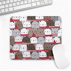 Cute Adorable Bear Merry Christmas Happy New Year Cartoon Doodle Seamless Pattern Large Mousepad by Amaryn4rt