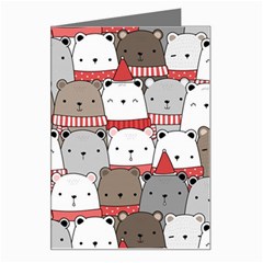 Cute Adorable Bear Merry Christmas Happy New Year Cartoon Doodle Seamless Pattern Greeting Card by Amaryn4rt