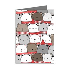 Cute Adorable Bear Merry Christmas Happy New Year Cartoon Doodle Seamless Pattern Mini Greeting Card by Amaryn4rt