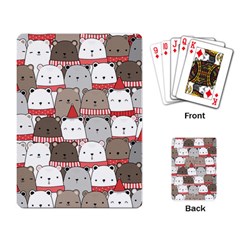 Cute Adorable Bear Merry Christmas Happy New Year Cartoon Doodle Seamless Pattern Playing Cards Single Design (rectangle) by Amaryn4rt