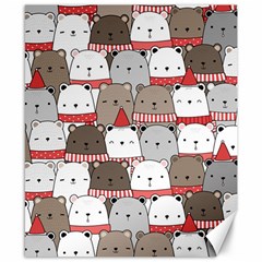 Cute Adorable Bear Merry Christmas Happy New Year Cartoon Doodle Seamless Pattern Canvas 8  X 10  by Amaryn4rt