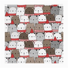 Cute Adorable Bear Merry Christmas Happy New Year Cartoon Doodle Seamless Pattern Medium Glasses Cloth (2 Sides) by Amaryn4rt