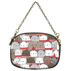 Cute Adorable Bear Merry Christmas Happy New Year Cartoon Doodle Seamless Pattern Chain Purse (one Side) by Amaryn4rt