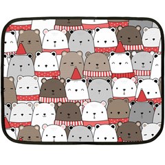 Cute Adorable Bear Merry Christmas Happy New Year Cartoon Doodle Seamless Pattern Fleece Blanket (mini) by Amaryn4rt