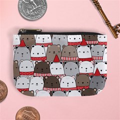 Cute Adorable Bear Merry Christmas Happy New Year Cartoon Doodle Seamless Pattern Mini Coin Purse by Amaryn4rt