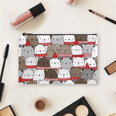 Cute Adorable Bear Merry Christmas Happy New Year Cartoon Doodle Seamless Pattern Cosmetic Bag (medium) by Amaryn4rt