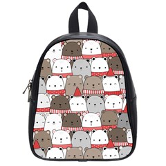 Cute Adorable Bear Merry Christmas Happy New Year Cartoon Doodle Seamless Pattern School Bag (small) by Amaryn4rt