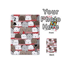 Cute Adorable Bear Merry Christmas Happy New Year Cartoon Doodle Seamless Pattern Playing Cards 54 Designs (mini) by Amaryn4rt