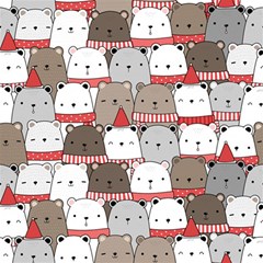 Cute Adorable Bear Merry Christmas Happy New Year Cartoon Doodle Seamless Pattern Play Mat (rectangle) by Amaryn4rt