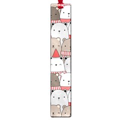 Cute Adorable Bear Merry Christmas Happy New Year Cartoon Doodle Seamless Pattern Large Book Marks by Amaryn4rt