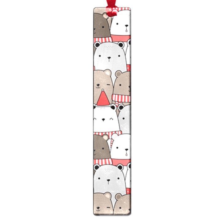 Cute Adorable Bear Merry Christmas Happy New Year Cartoon Doodle Seamless Pattern Large Book Marks