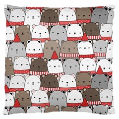 Cute Adorable Bear Merry Christmas Happy New Year Cartoon Doodle Seamless Pattern Standard Premium Plush Fleece Cushion Case (two Sides) by Amaryn4rt