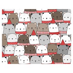 Cute Adorable Bear Merry Christmas Happy New Year Cartoon Doodle Seamless Pattern Two Sides Premium Plush Fleece Blanket (medium) by Amaryn4rt