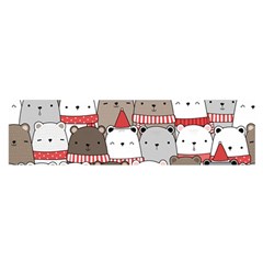 Cute Adorable Bear Merry Christmas Happy New Year Cartoon Doodle Seamless Pattern Oblong Satin Scarf (16  X 60 ) by Amaryn4rt