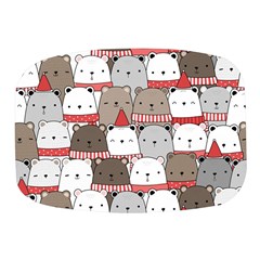 Cute Adorable Bear Merry Christmas Happy New Year Cartoon Doodle Seamless Pattern Mini Square Pill Box by Amaryn4rt