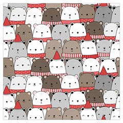 Cute Adorable Bear Merry Christmas Happy New Year Cartoon Doodle Seamless Pattern Lightweight Scarf  by Amaryn4rt