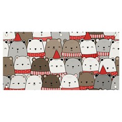 Cute Adorable Bear Merry Christmas Happy New Year Cartoon Doodle Seamless Pattern Banner And Sign 4  X 2  by Amaryn4rt