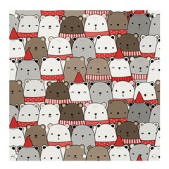 Cute Adorable Bear Merry Christmas Happy New Year Cartoon Doodle Seamless Pattern Banner And Sign 4  X 4  by Amaryn4rt