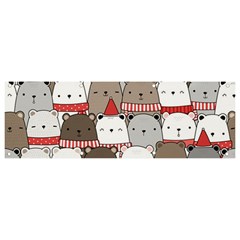 Cute Adorable Bear Merry Christmas Happy New Year Cartoon Doodle Seamless Pattern Banner And Sign 9  X 3  by Amaryn4rt