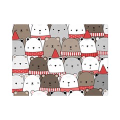 Cute Adorable Bear Merry Christmas Happy New Year Cartoon Doodle Seamless Pattern Premium Plush Fleece Blanket (mini) by Amaryn4rt