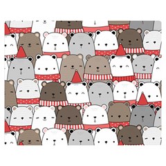 Cute Adorable Bear Merry Christmas Happy New Year Cartoon Doodle Seamless Pattern Premium Plush Fleece Blanket (medium) by Amaryn4rt