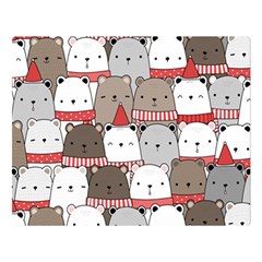 Cute Adorable Bear Merry Christmas Happy New Year Cartoon Doodle Seamless Pattern Premium Plush Fleece Blanket (large) by Amaryn4rt