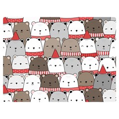 Cute Adorable Bear Merry Christmas Happy New Year Cartoon Doodle Seamless Pattern Two Sides Premium Plush Fleece Blanket (extra Small) by Amaryn4rt