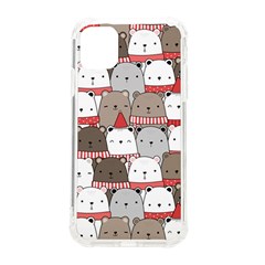 Cute Adorable Bear Merry Christmas Happy New Year Cartoon Doodle Seamless Pattern Iphone 11 Tpu Uv Print Case by Amaryn4rt