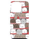 Cute Adorable Bear Merry Christmas Happy New Year Cartoon Doodle Seamless Pattern iPhone 14 Pro Black UV Print Case Front