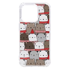 Cute Adorable Bear Merry Christmas Happy New Year Cartoon Doodle Seamless Pattern Iphone 14 Pro Tpu Uv Print Case by Amaryn4rt