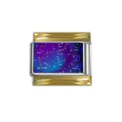 Realistic-night-sky-poster-with-constellations Gold Trim Italian Charm (9mm) by Amaryn4rt