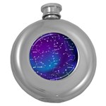 Realistic-night-sky-poster-with-constellations Round Hip Flask (5 oz) Front