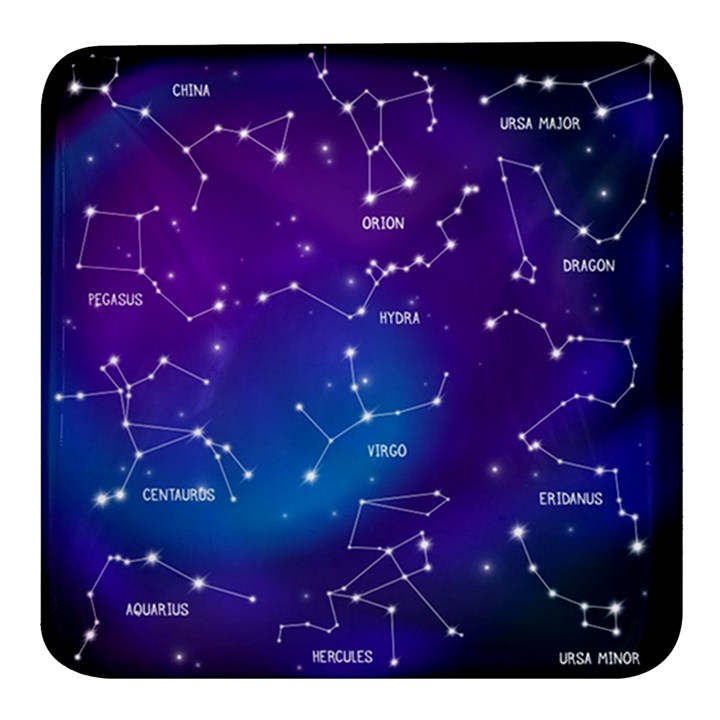 Realistic-night-sky-poster-with-constellations Square Glass Fridge Magnet (4 pack)