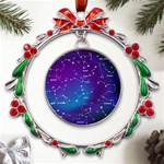 Realistic-night-sky-poster-with-constellations Metal X mas Wreath Ribbon Ornament Front