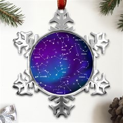 Realistic-night-sky-poster-with-constellations Metal Small Snowflake Ornament by Amaryn4rt