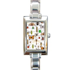 Insects-seamless-pattern Rectangle Italian Charm Watch by Amaryn4rt