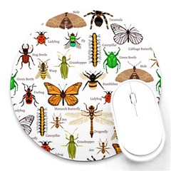 Insects-seamless-pattern Round Mousepad