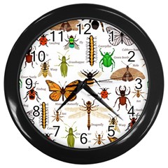 Insects-seamless-pattern Wall Clock (Black)