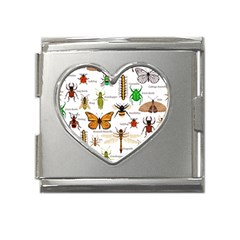 Insects-seamless-pattern Mega Link Heart Italian Charm (18mm) by Amaryn4rt