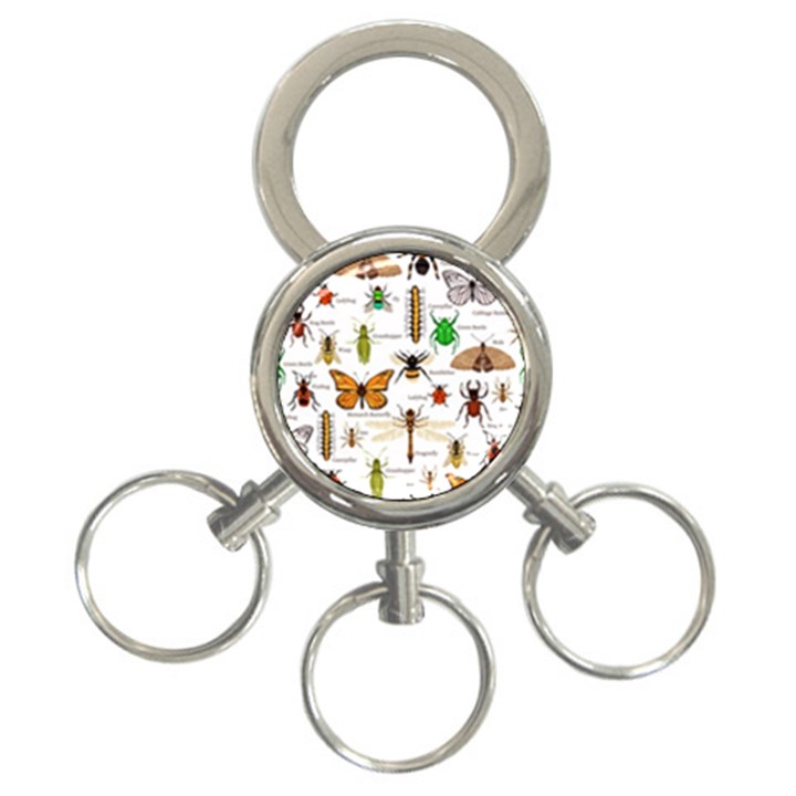 Insects-seamless-pattern 3-Ring Key Chain