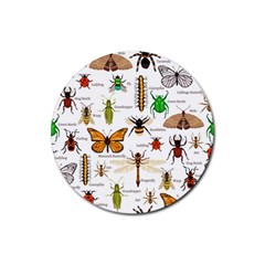 Insects-seamless-pattern Rubber Coaster (Round)