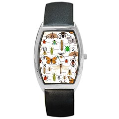 Insects-seamless-pattern Barrel Style Metal Watch